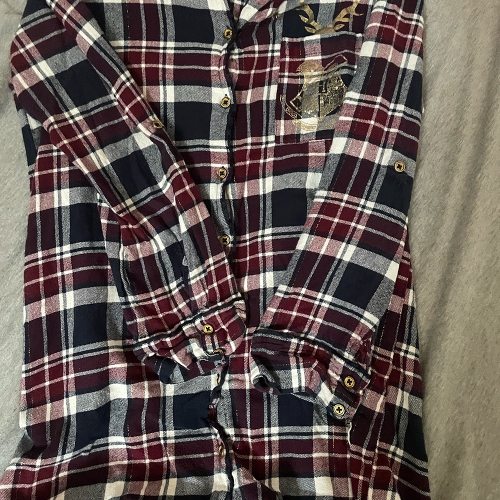 Harry Potter Flannel Plaid Button-Up Shirt Size 8 / Medium